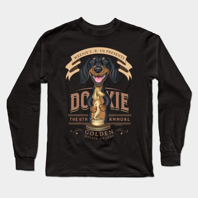 Funny Cute Doxie Dachshund Weenie Dog Long Sleeve T-Shirt by Danny Gordon Art